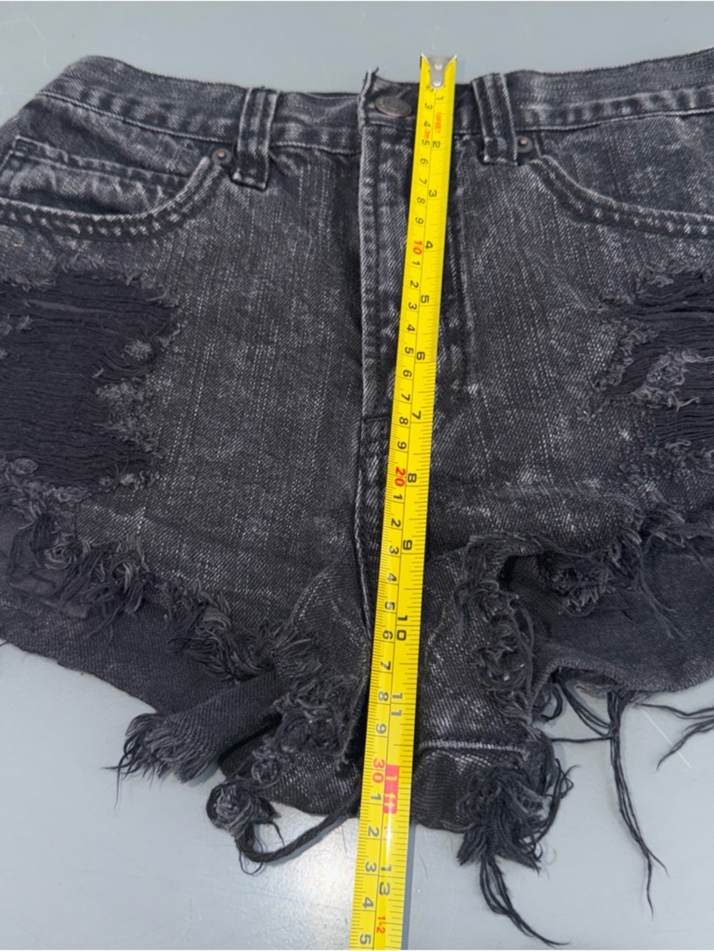 Abercrombie & Fitch Black Distressed Denim Cutoff Shorts - Picture 4 of 12